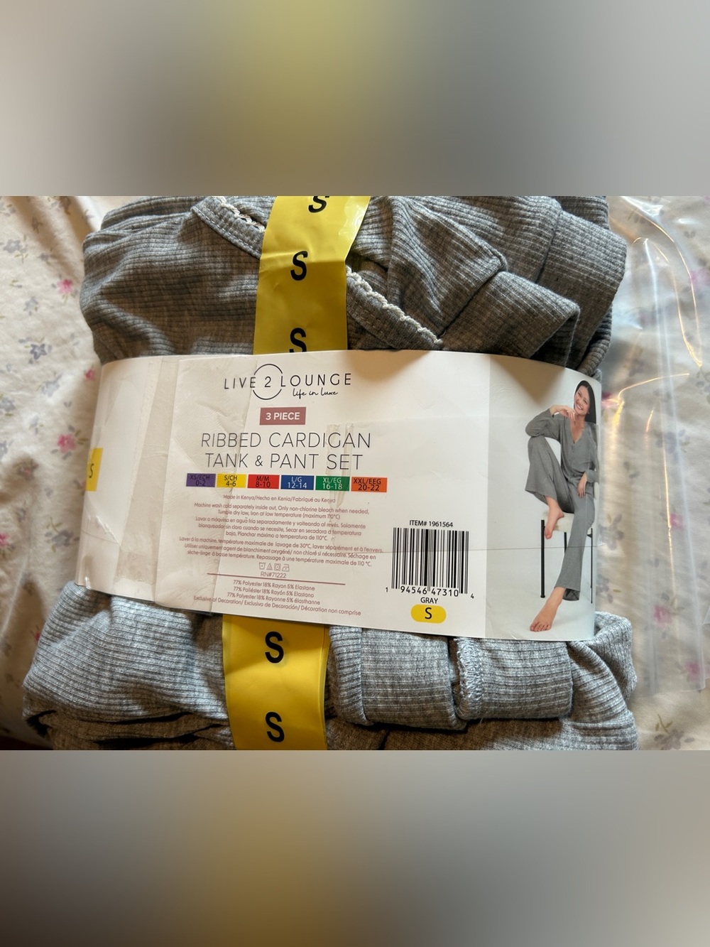 Lounge Set Gray Ribbed Sweater matching Tank & Pants Set - Gray